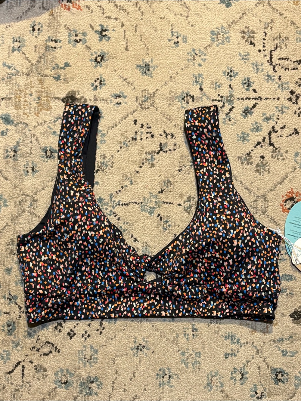 Prana Black Multi-Confetti Sports Bikini Top